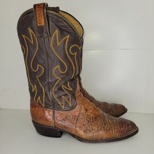 VTG Montana Boots Cowboy Western Boot Preban Men's Sz 8.5 D Sea Turtle RARE